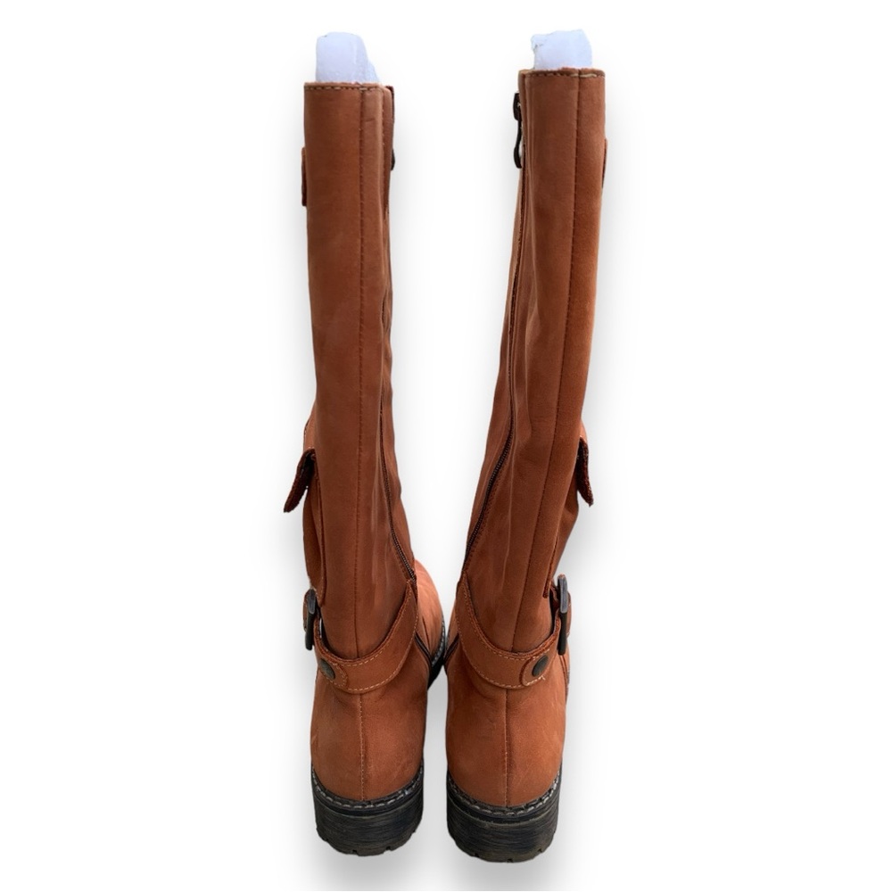 V Italia European Leather Tan Tall Knee High Fall Winter Cargo Combat Boots - Picture 4 of 13